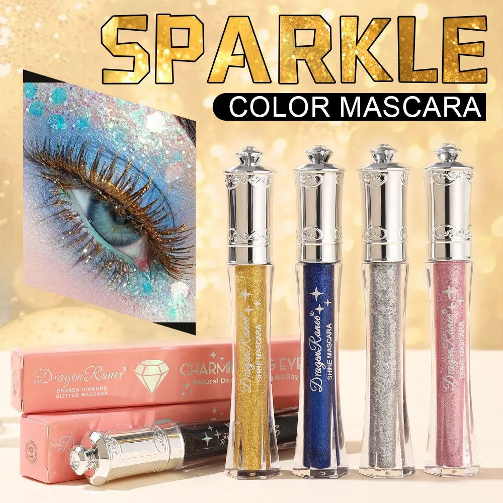 9-Color Sparkling Diamond Mascara Waterproof Smudge-Proof Volume Curl Eyelash Extension Glitter Golden Crystal Scepter Makeup 250618