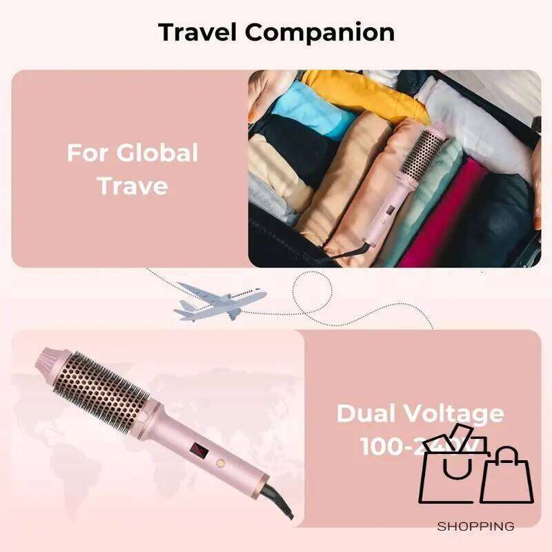 A28F-Heated Electric Curler Wand 3-In-1 Ionic Hair Curler/Straightener With Anti-Scald Nylon Bristles US Plug