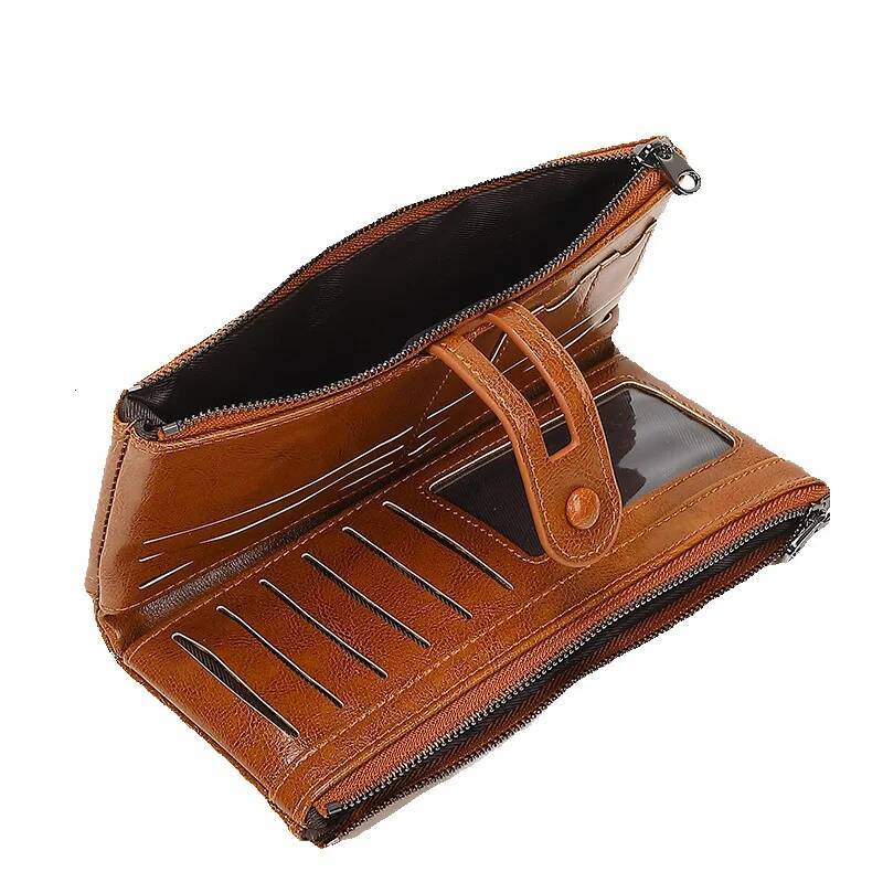 Free Shipping Designer 2025 Luxury Bag New RFID Anti-magnetic Wallet For Women Vintage Oil Wax Leather Clutch PU Multifunctional Long Wallet For Women