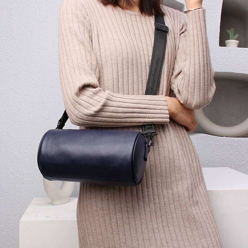 Ladies' Boston Cowhide Leather Cylindrical Shoulder Crossbody Bolsos Mujer Bags For Women Sac De Luxe Femme Kuromi