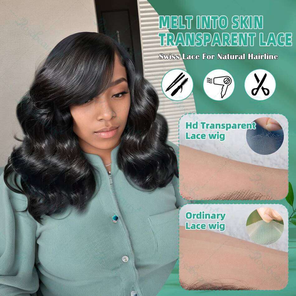 Brazilian 250% Short Bob 13x6 HD Transparent Front Body Wave 13x4 Lace Frontal Human Hair Wavys 5x5 Closure Wig For Women