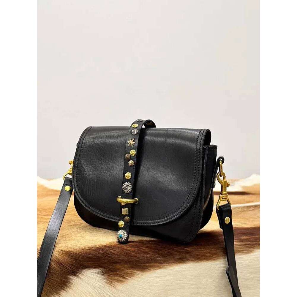 Vintage organizer designer handmade top layer cowhide women's shoulder weekend outdoor genuine leather crossbody bag