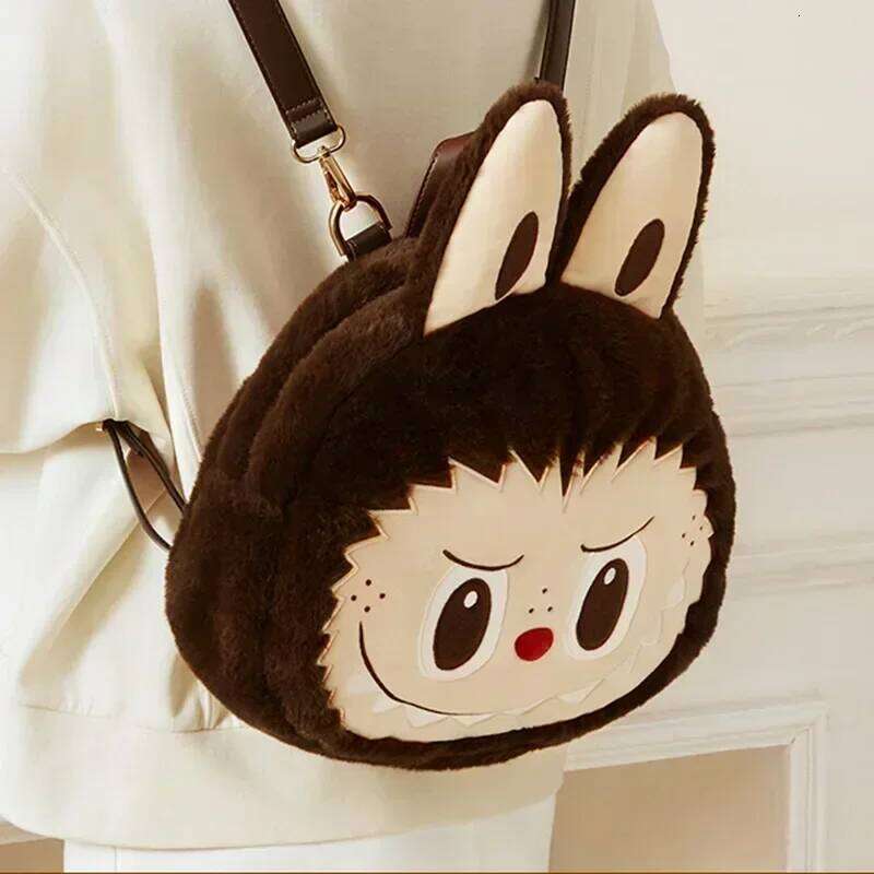 Package Classic Series LABUBU Tote Brown Flip Bag Peripheral Double Inside And Outside Molly Suede Backpack Trendy Handbag