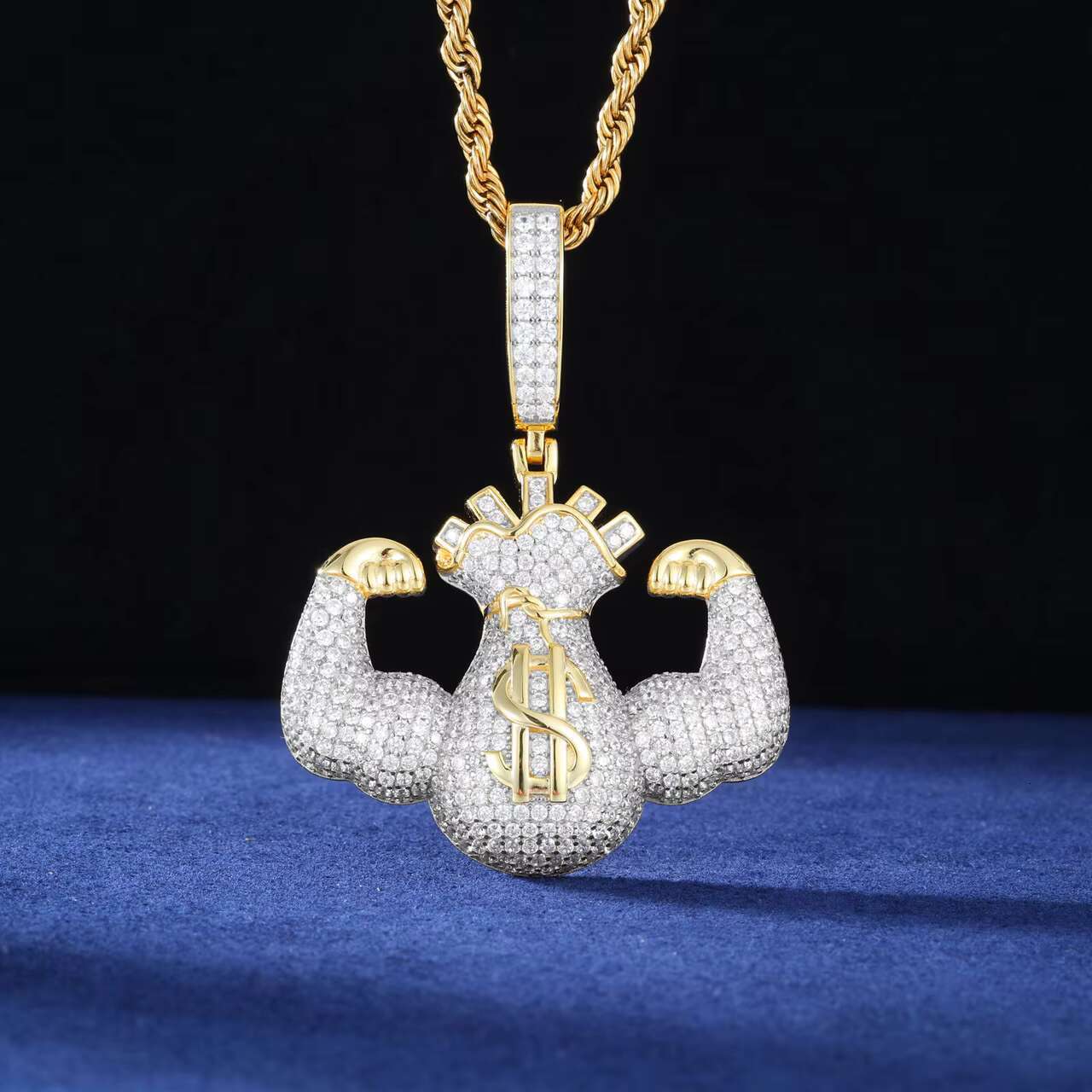 New Arrival 925 Silver Iced out Dollar Sign Money Bag Pendant Hip Hop Style Moissanite Jewelry Necklace for Men and Women