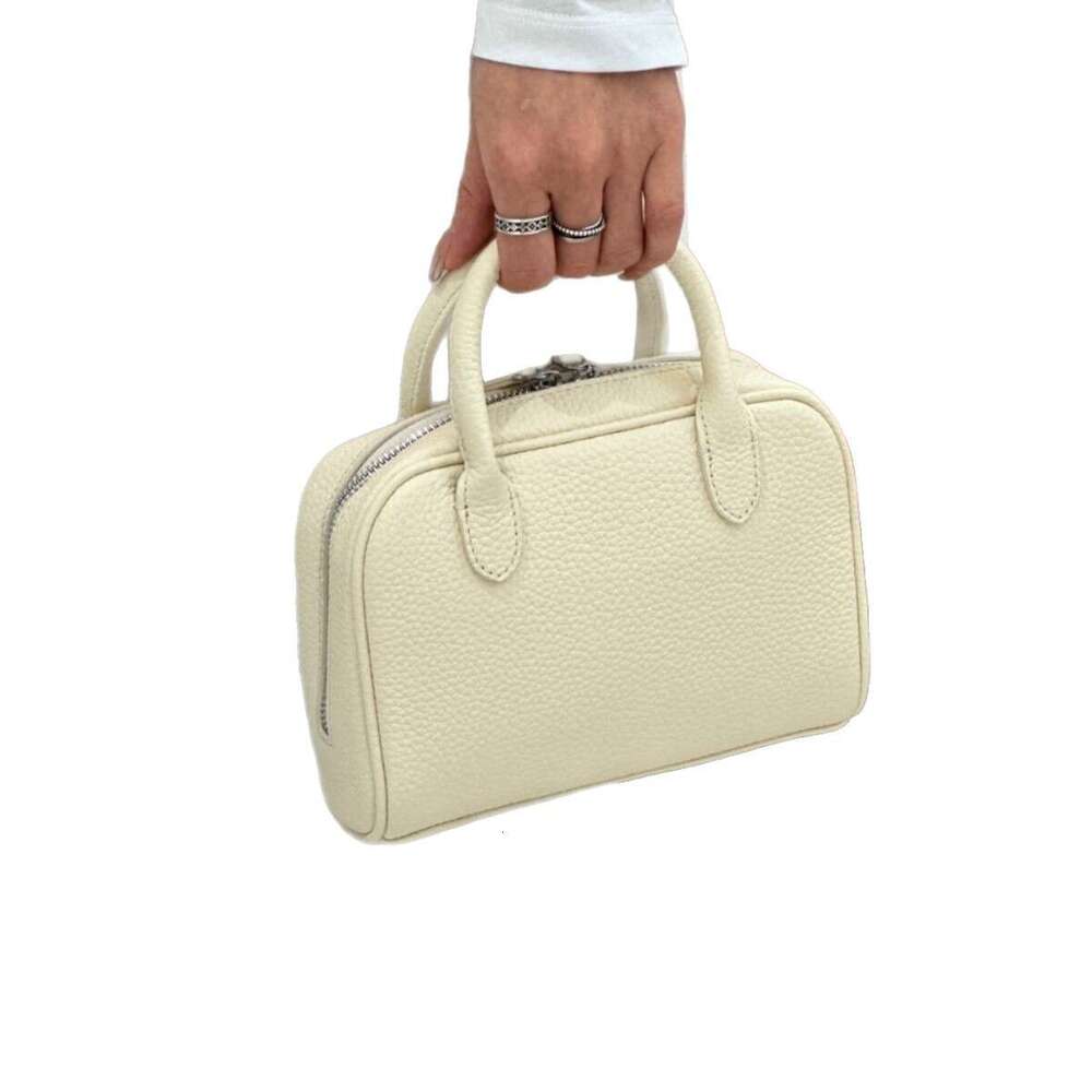 Women's Crossbody bag Bowling Mini Handbag Pillow Genuine Leather Elegant Boston Bag