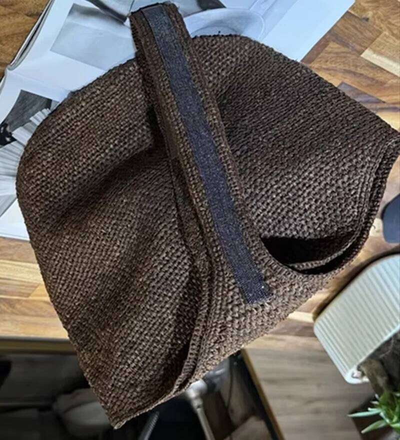 High Quality Women's New Beaded Straw Bucket Bag