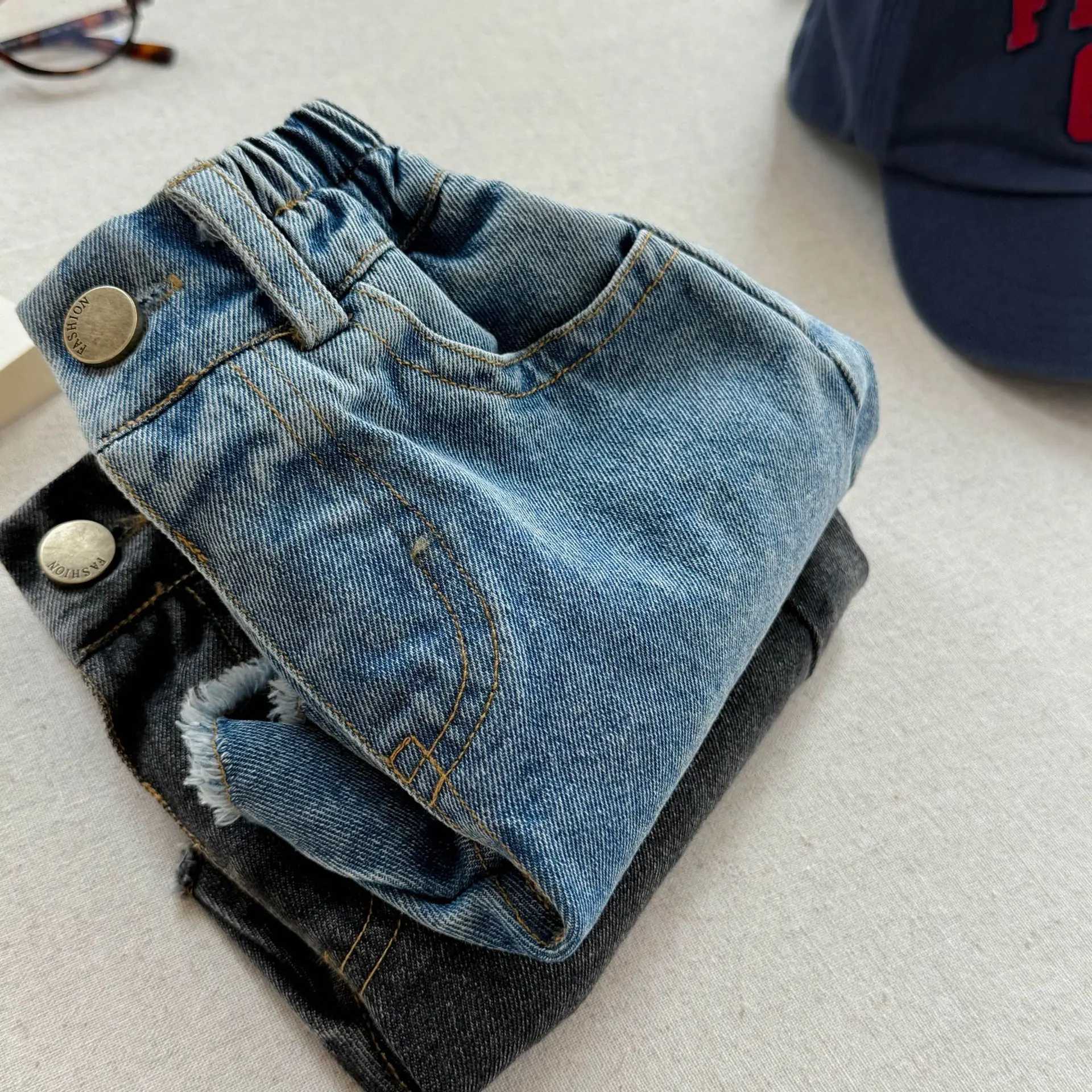 Girls Denim Shorts 0-6 Years 2025 Summer New Children Casual Pants Loose Boys Jeans Solid Color Baby Shorts Kids ClothesC250617