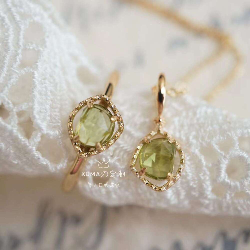 Peridot for Women Fresh Cute Irregular Simple Gold-Plated Ring High-End Adjustable Band