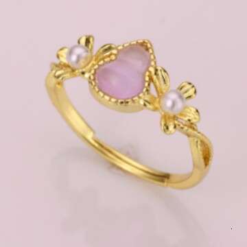 New Chinese Style Peach Cardamom Powder Gourd Women's Niche Design High-end Luxury Exquisite Versatile Fortune Purple Ring