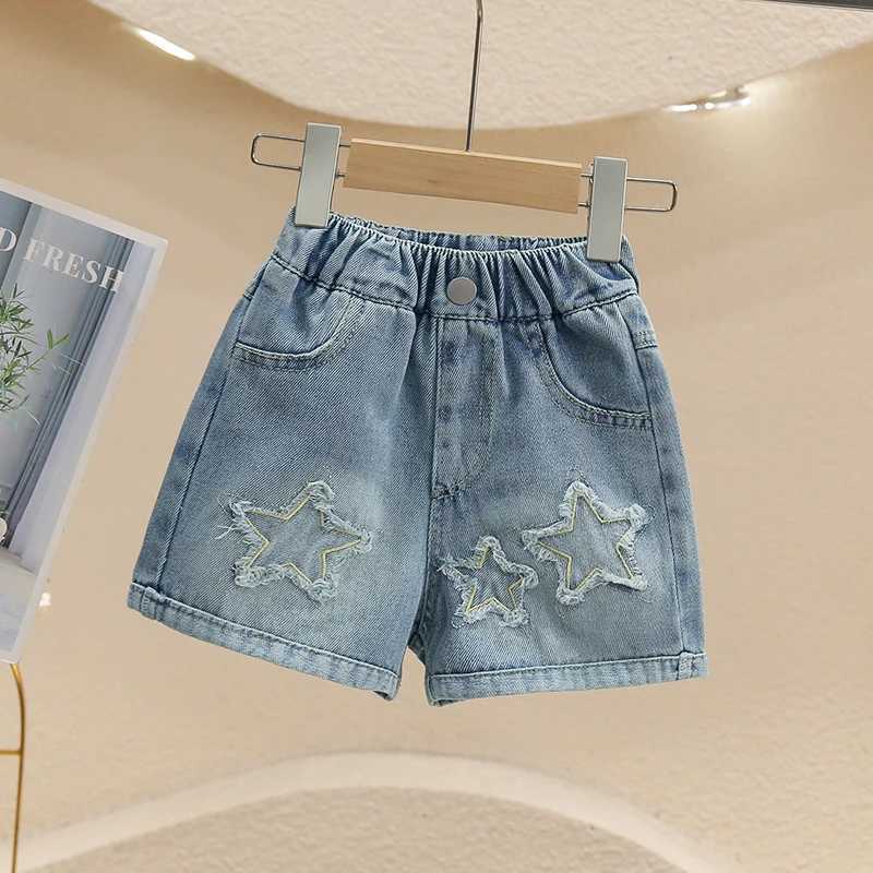Slish Kids Child y2k Denim Shorts with Stars for Tweens Girl Harajuku Vintage Star Pattern Denim Shorts Summer Daily WearC250617