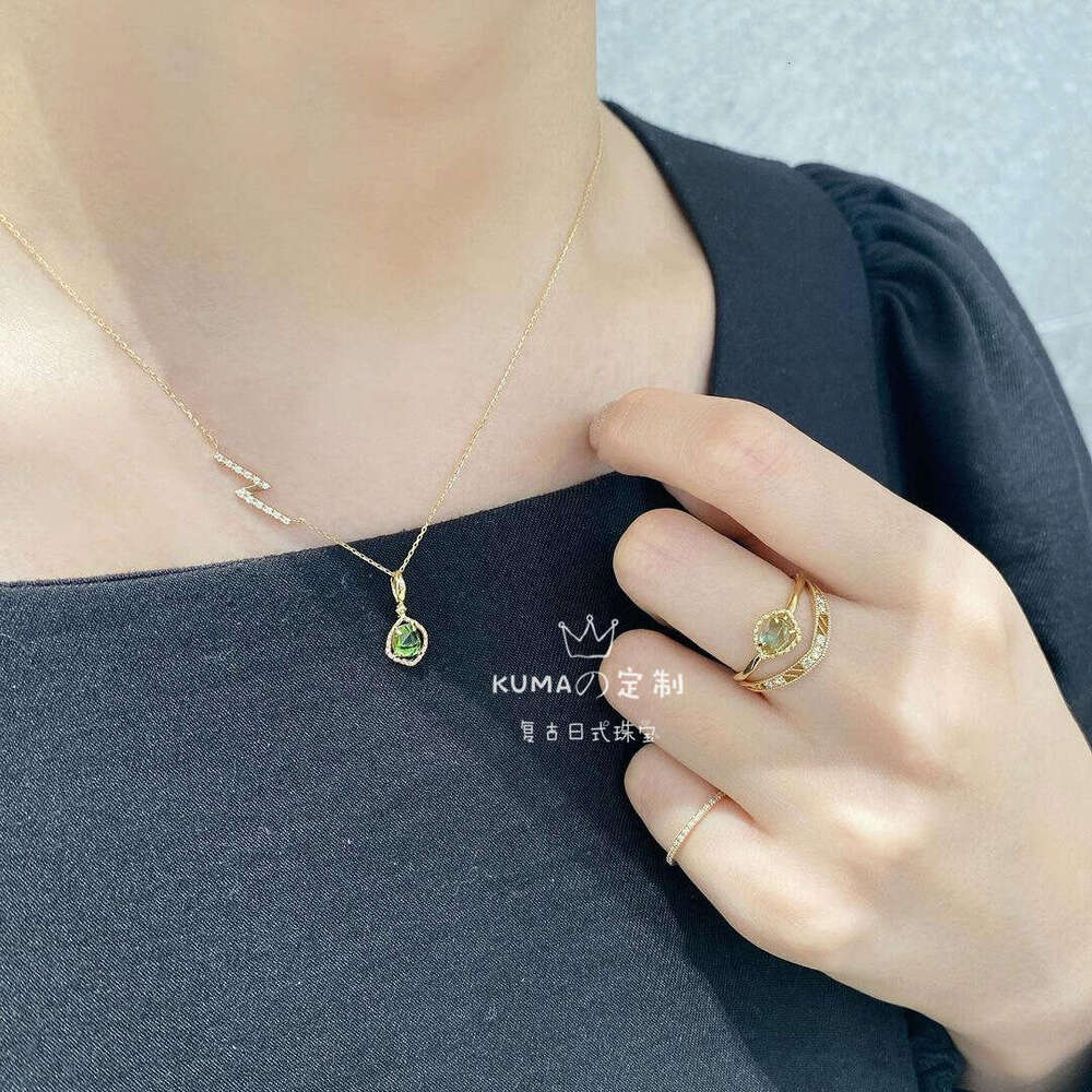 Peridot for Women Fresh Cute Irregular Simple Gold-Plated Ring High-End Adjustable Band