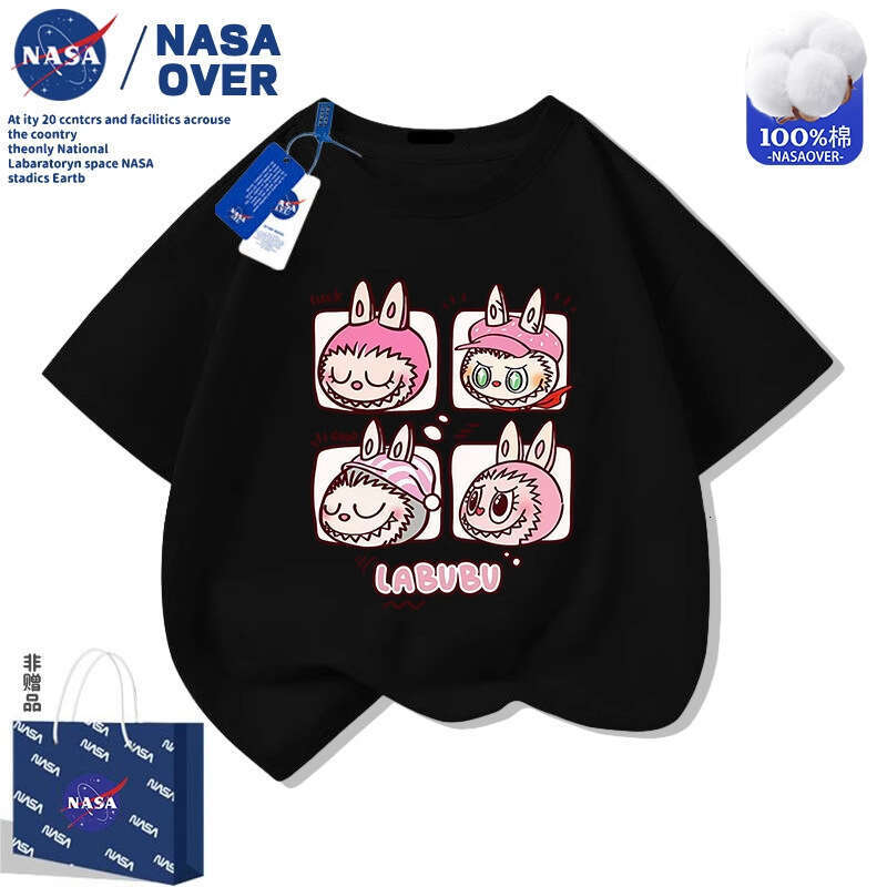 NASA Children's Labubu Short T-Shirt Summer New Cute Half Sleeve Top Boys and Girls Clothing