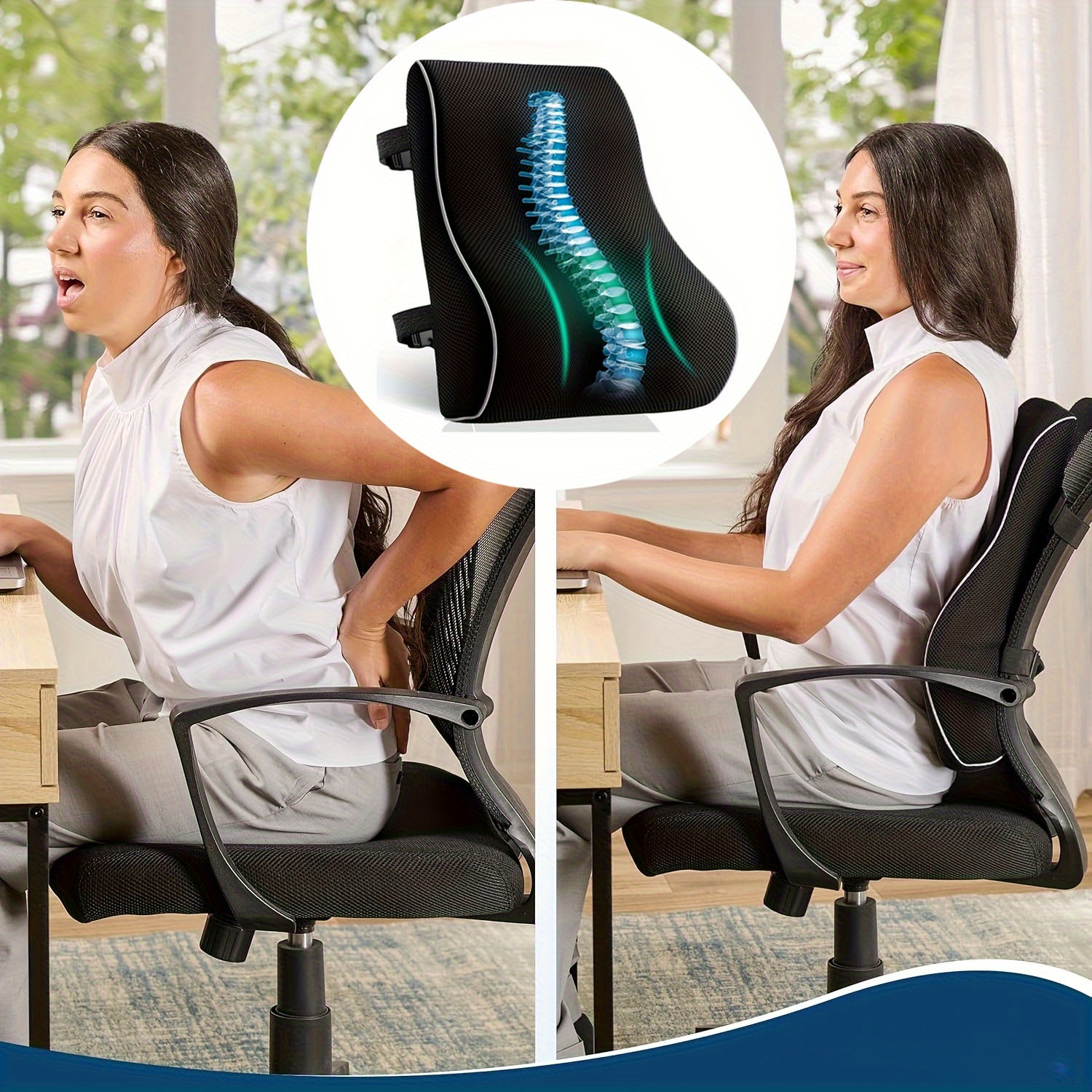 Slow rebound car lumbar office memory cotton slow rebound lumbar chair headrest