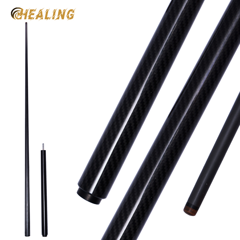 OKHEALING 3/4 Split Snooker Pool Cue Handmade Carbon Fiber 2 Piece Billiard Cue Stick Pigskin Tips 10.5mm Radial Pin Joint Full Size 57" with Ass