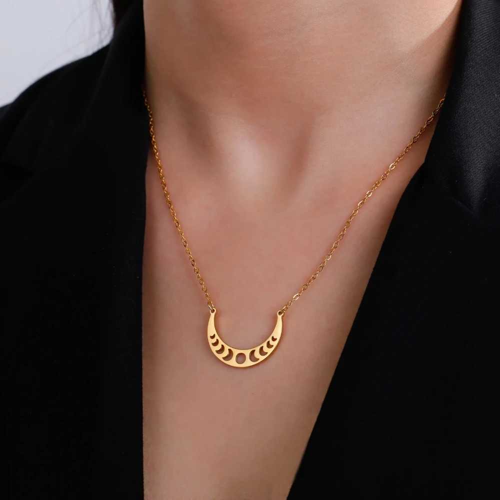 Skyrim Moon Phase Necklace Stainless Steel Choker Fashion Elegant Women Witch Crescent Moon Jewelry Gift Celestial Moonology W250618
