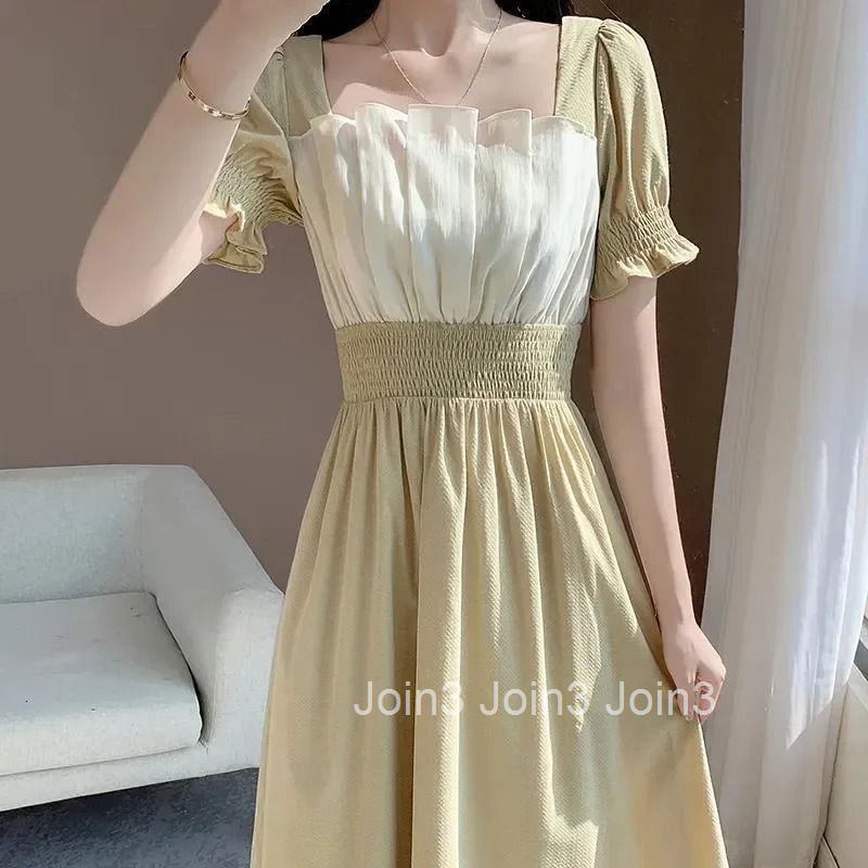 Female Dresses Yellow Loose Womens Dress Prom Graduation Evening Birthday Party Retro Elegant Luxury New in Chic Vintage Xxl G