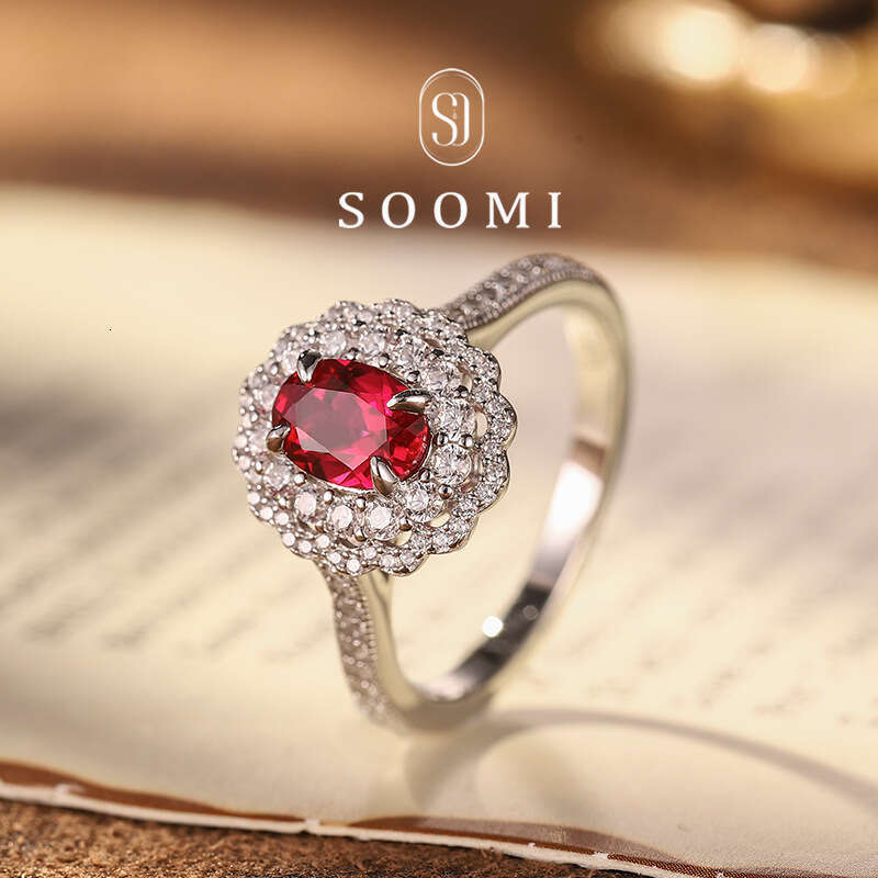 High Imitation Artificial Cut Blood Red Luxury Lace Edge Classic Versatile Adjustable Women's Ring