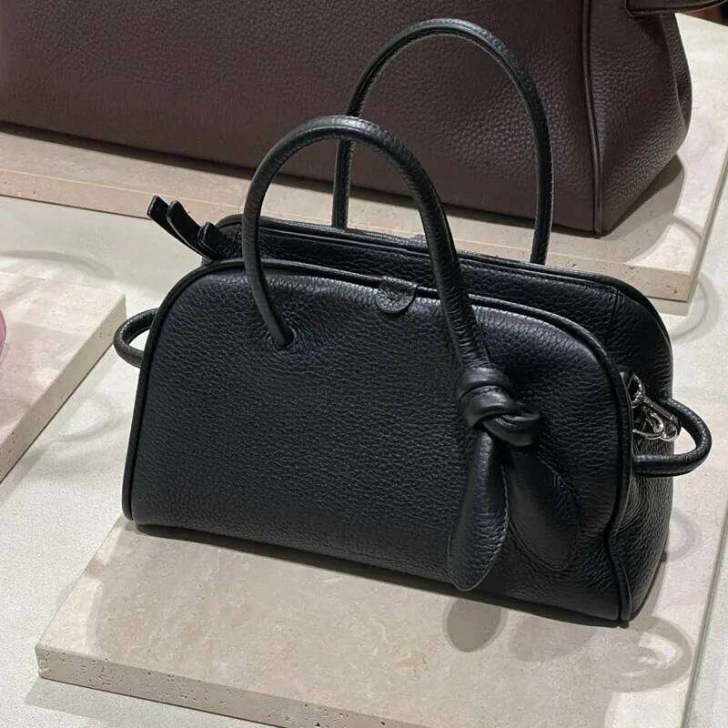 2025 Spring/Summer Design Boston Premium Niche Handbag Genuine Leather Messenger Yellow Black Tote Bag New