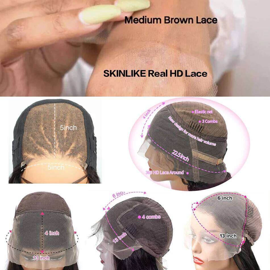 Transparent Front Human 13x4 13x6 Straight Frontal Pre Plucked 5x5 HD Lace Closure Wig Beliself Hair