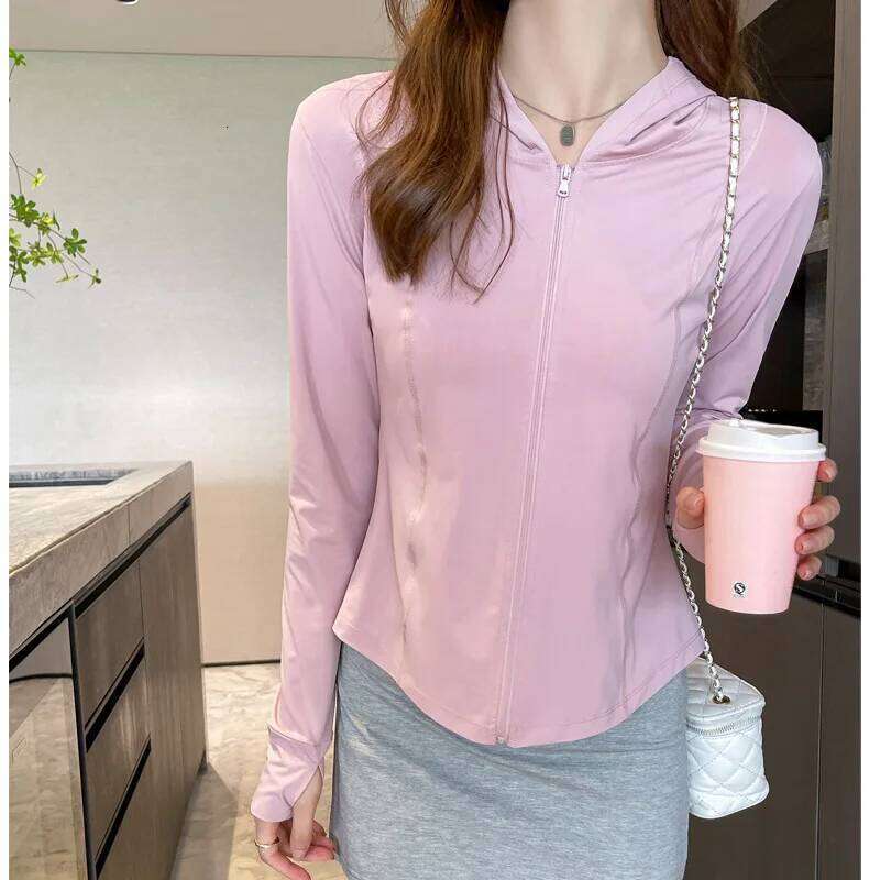 Long Sleeve Hooded Clothing Women, UV Protection Clothing, Original Thin Thread Section, Ice Silk for Outdoor Yoga, Summer