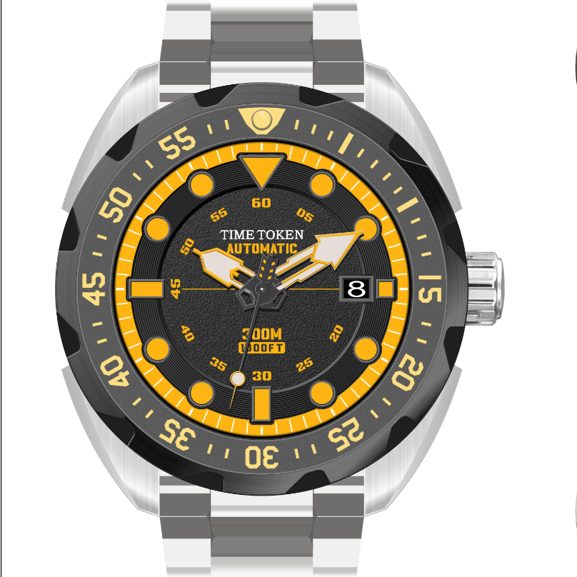 TIME TOKEN Dive Watch 316L Steel Case NH35 Movement Sapphire Glass 304L Strap 300M Water Resistance