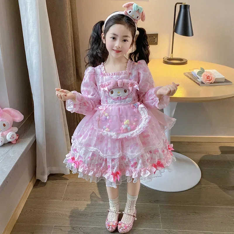Sanrio Sanrio 2024 New My Melody Lolita Dress Kawaii Kids Girl Cosplay Clothing Cute Halloween Birthday Party Role Play Tutu Dress Gift XJ250618