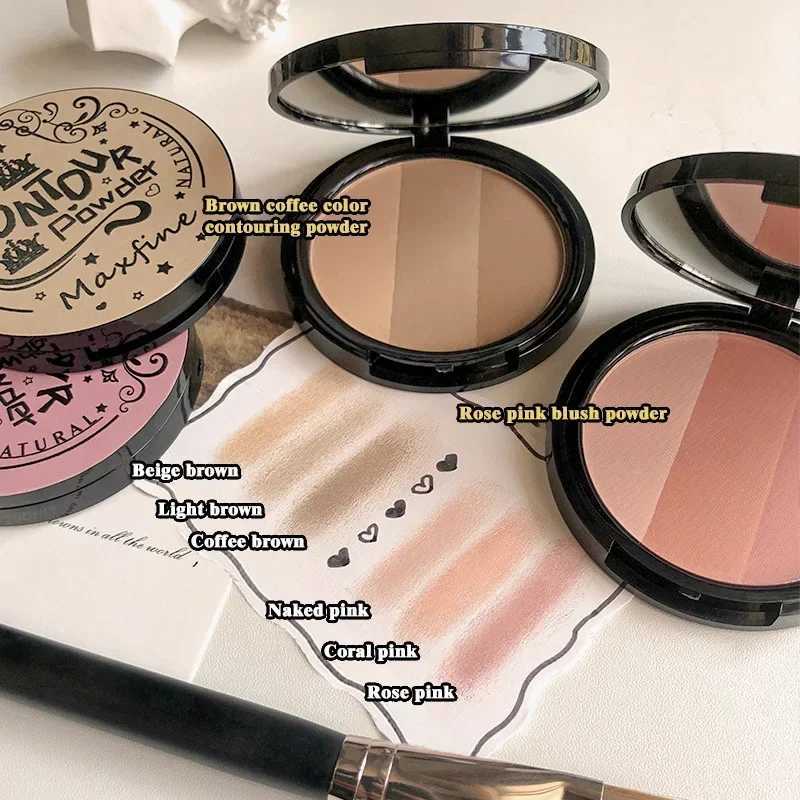 2/3 Color Bronzer Highlighter Palette Face Matte Brown Coffee Contour Shadow Powder Rose Pink Blush Highgloss Illuminator Makeup XJ250618