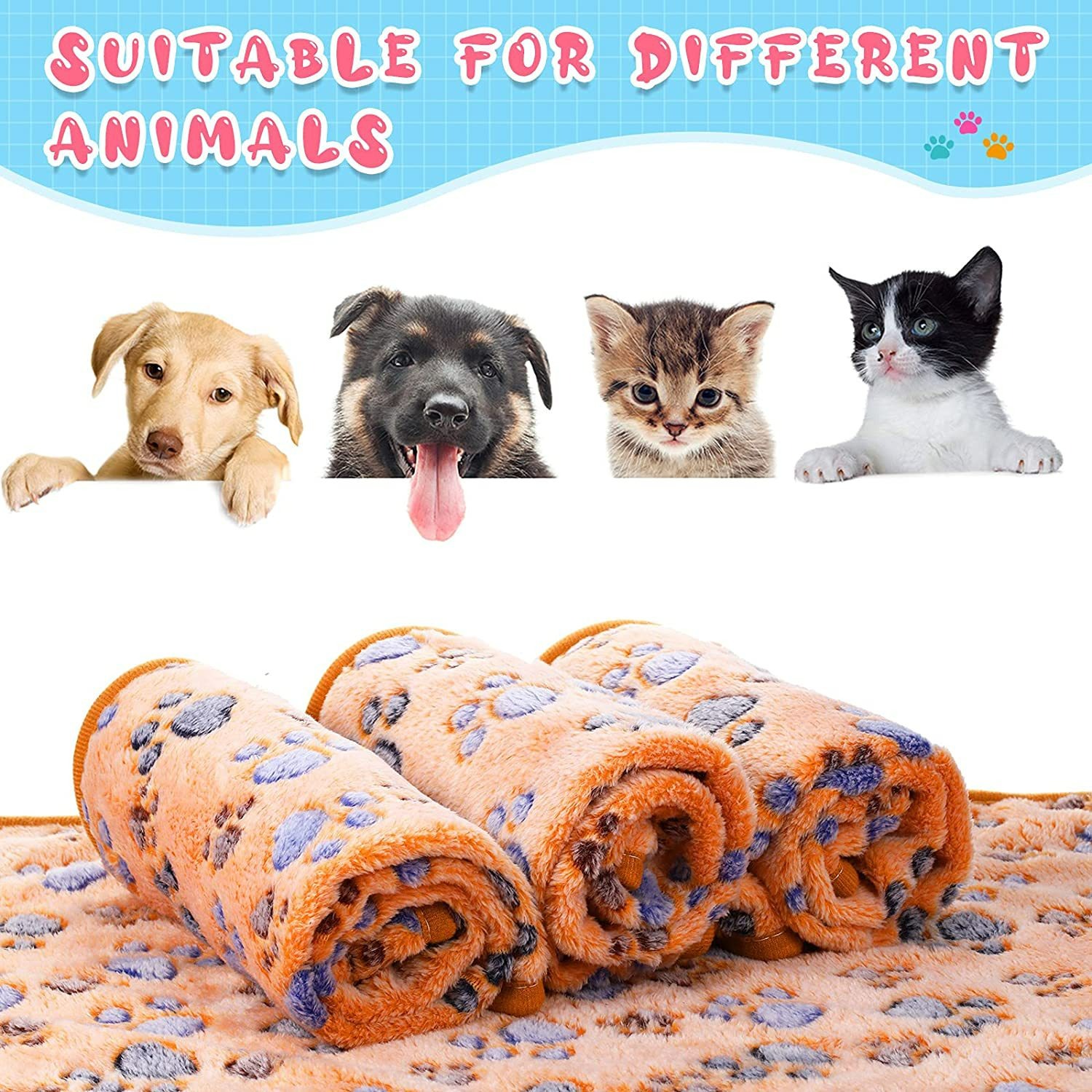 Soft Fluffy High Quality Pet Blanket Cute Cartoon Pattern Pet Mat Warm and Comfortable Blanket for Cat Dogs