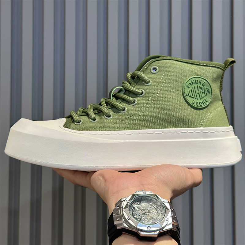 Men S New Spring High Top Canvas Versatile Breathable Casual Shoes Casual Shoes Thick Soled Height Increasing Sneakers Mid Top Ankle Boots Ddmysaturn