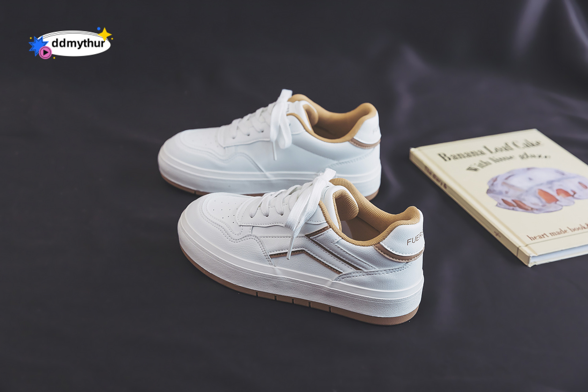 2024 Spring New Student Casual Lace-up Leather Panel Women White Shoes H1278 ddmythur