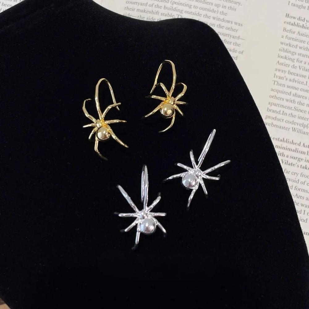 Vintage Handcrafted Silver Spider Hook Earrings - Unique & Elegant Design for Women, Premium & High-End Feel