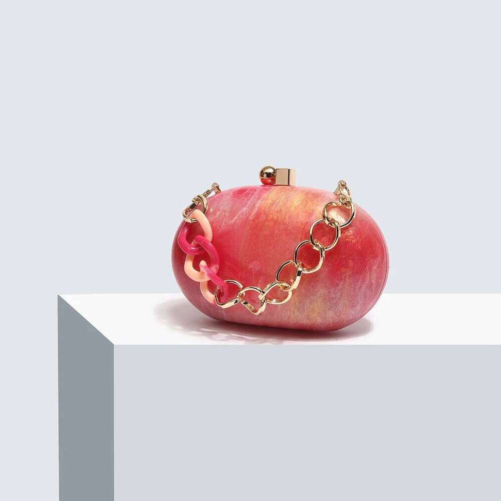 Pearlescent Coffee Oval Head Fashion Crossbody Shoulder European and American Acrylic Evening Bag