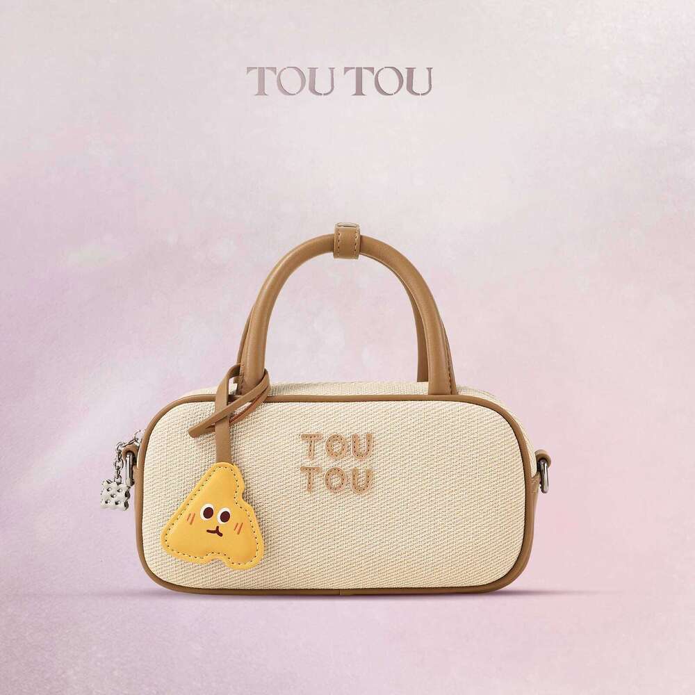 TOUTOU Women Bowling Adjustable Shoulder Strap Mini Brown Original Designer Brand Handbag Boston Bag Valentine's Day Gift