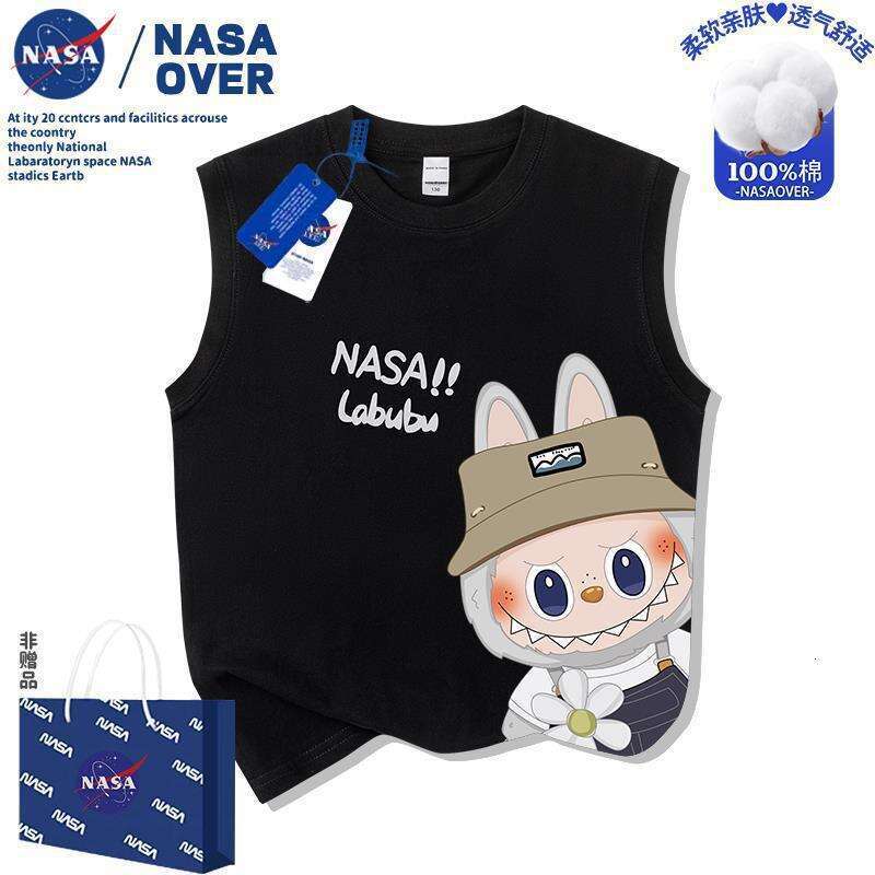 NASA Children's Sleeveless Labubu Cartoon Vest Boys' Casual Trendy Fashionable Summer T-Shirt