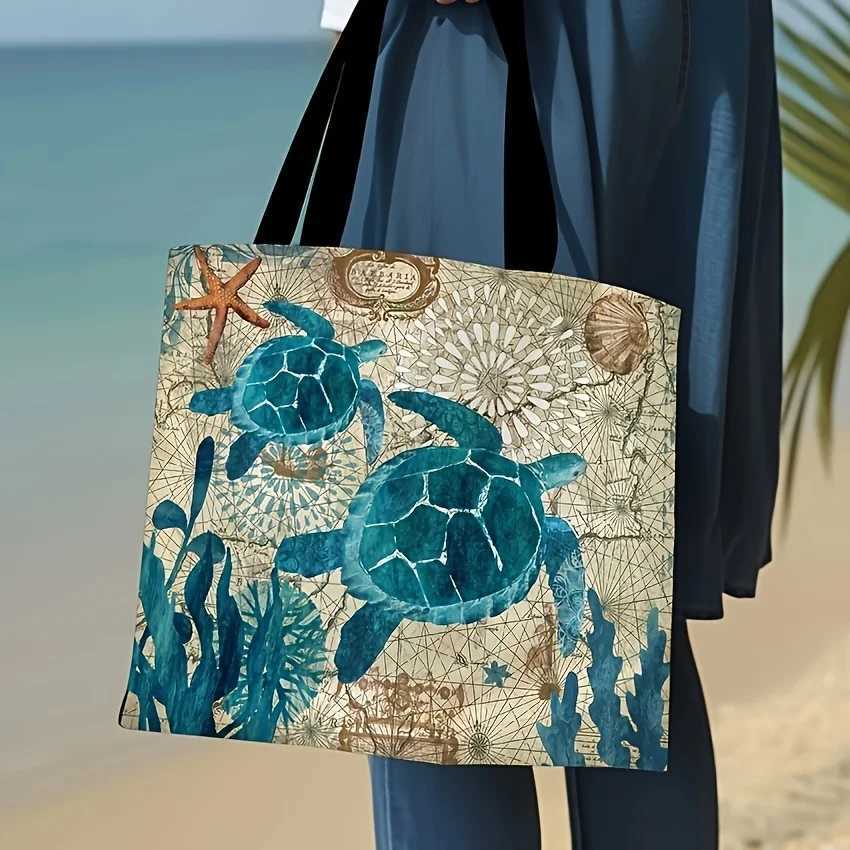 Rustic Tote Bag With Sloth Print Large Capacity Shoulder Shopping Bag Reusable Casual Travel Beach Bag For Women B250618