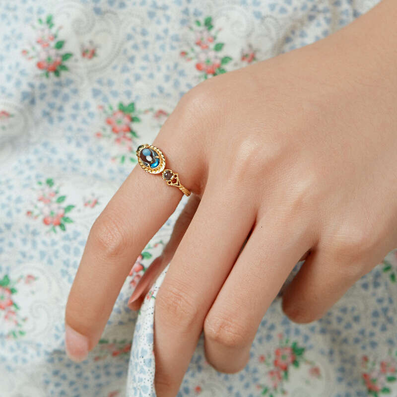 Every Sea is an Island for Women Ins Style Anti-Topaz Gold-Plated Simple Open Ring