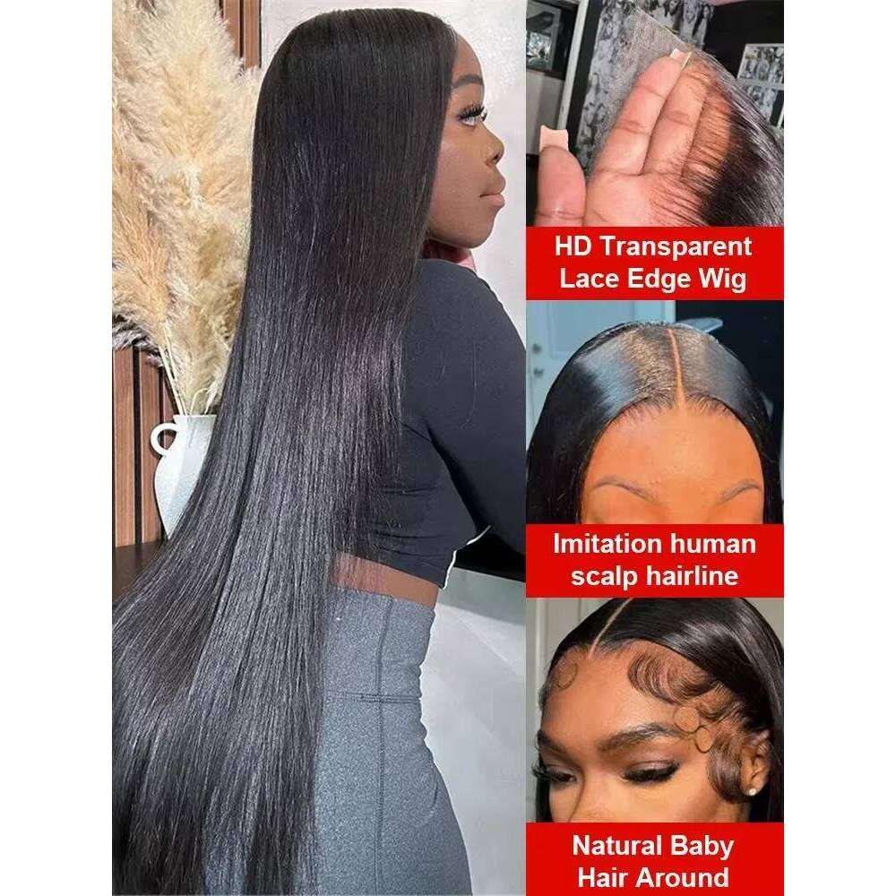 220% HD Bone Straight 13x6 Front Human Wigs 30 40 Inches Transparent 13x4 Lace Frontal 5x5 Closure Remy Hair Wig