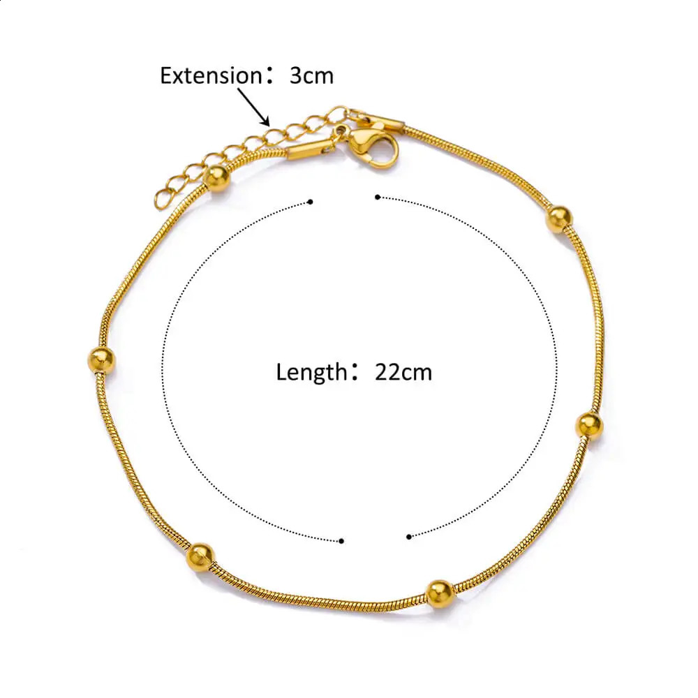 Anklets for Women Stainless Steel Gold Color Chain Anklet Female Summer Beach Accessories Foot Leg Bracelets Fashion Jewelry 250606