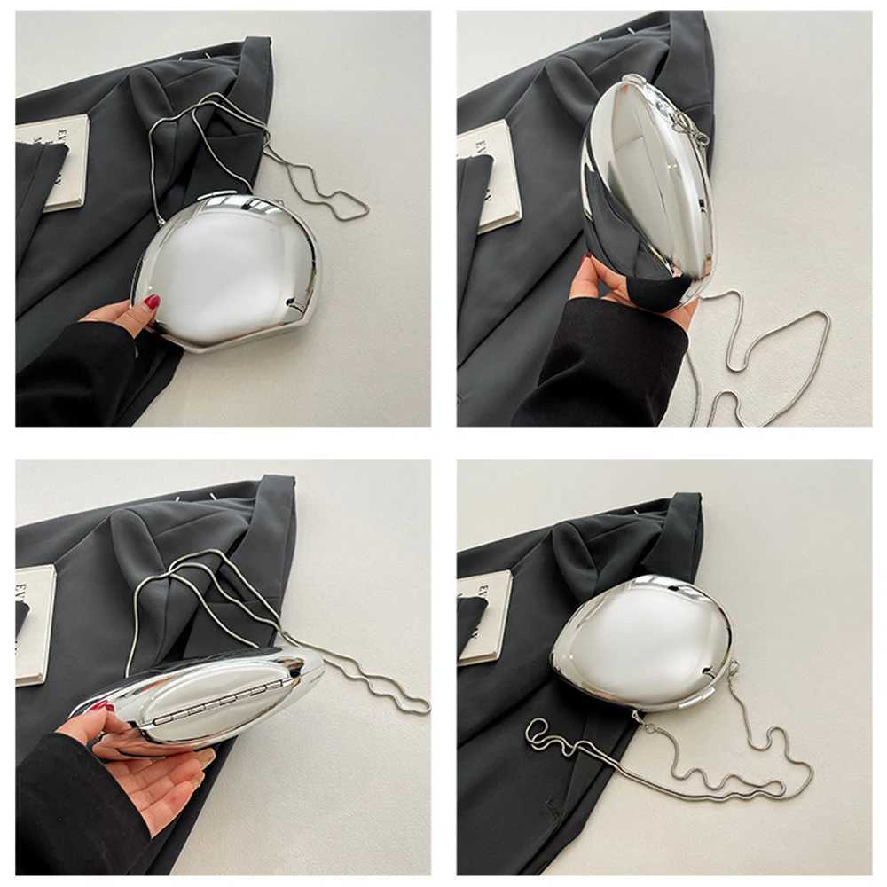 Smooth Mirror Design Acrylic Egg Shape Clutch Bag Women Designer Evening Party Cute Purse New Shell Handbag Quality Metal Style Z250618