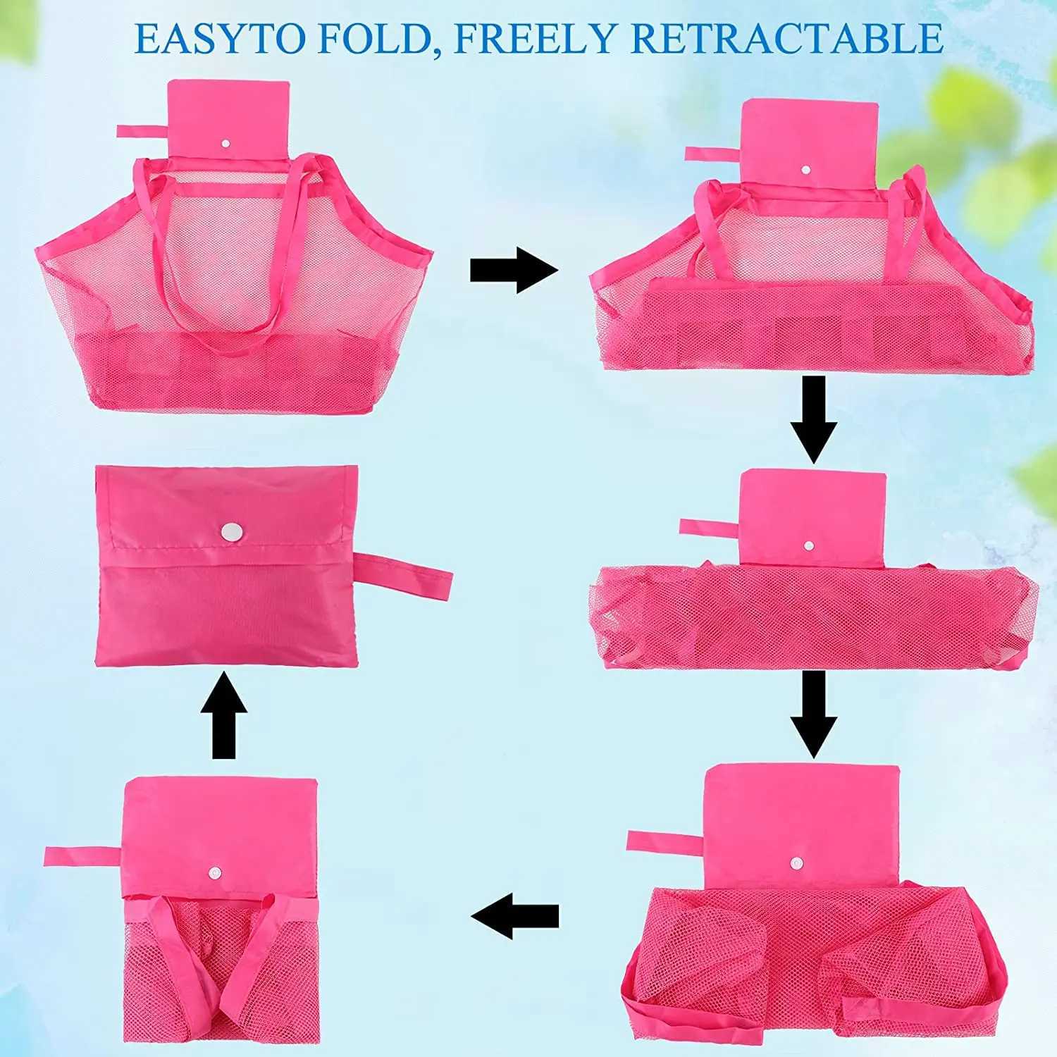 Outdoor Beach Mesh Bag Children Sand ay Foldable Protable Kids Beach Toys Bag Clothes Toy Storage Sundries Organizers Backpack B250618