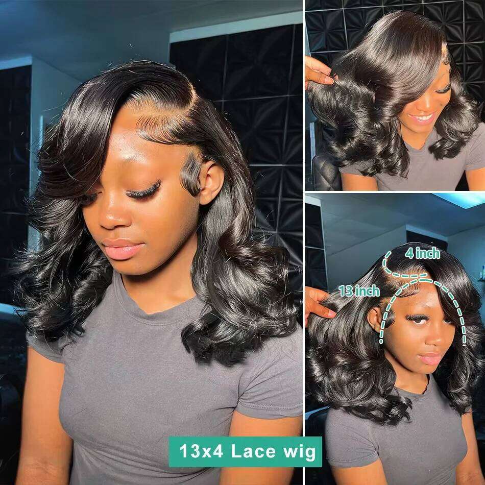 Brazilian 250% Short Bob 13x6 HD Transparent Front Body Wave 13x4 Lace Frontal Human Hair Wavys 5x5 Closure Wig For Women