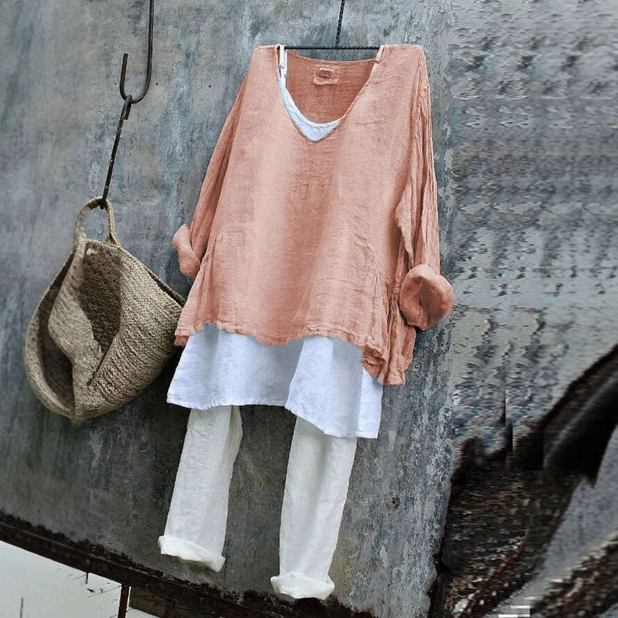 Summer New Women's Loose Casual Long Sleeve 3D Printed Pullover T-Shirt B5