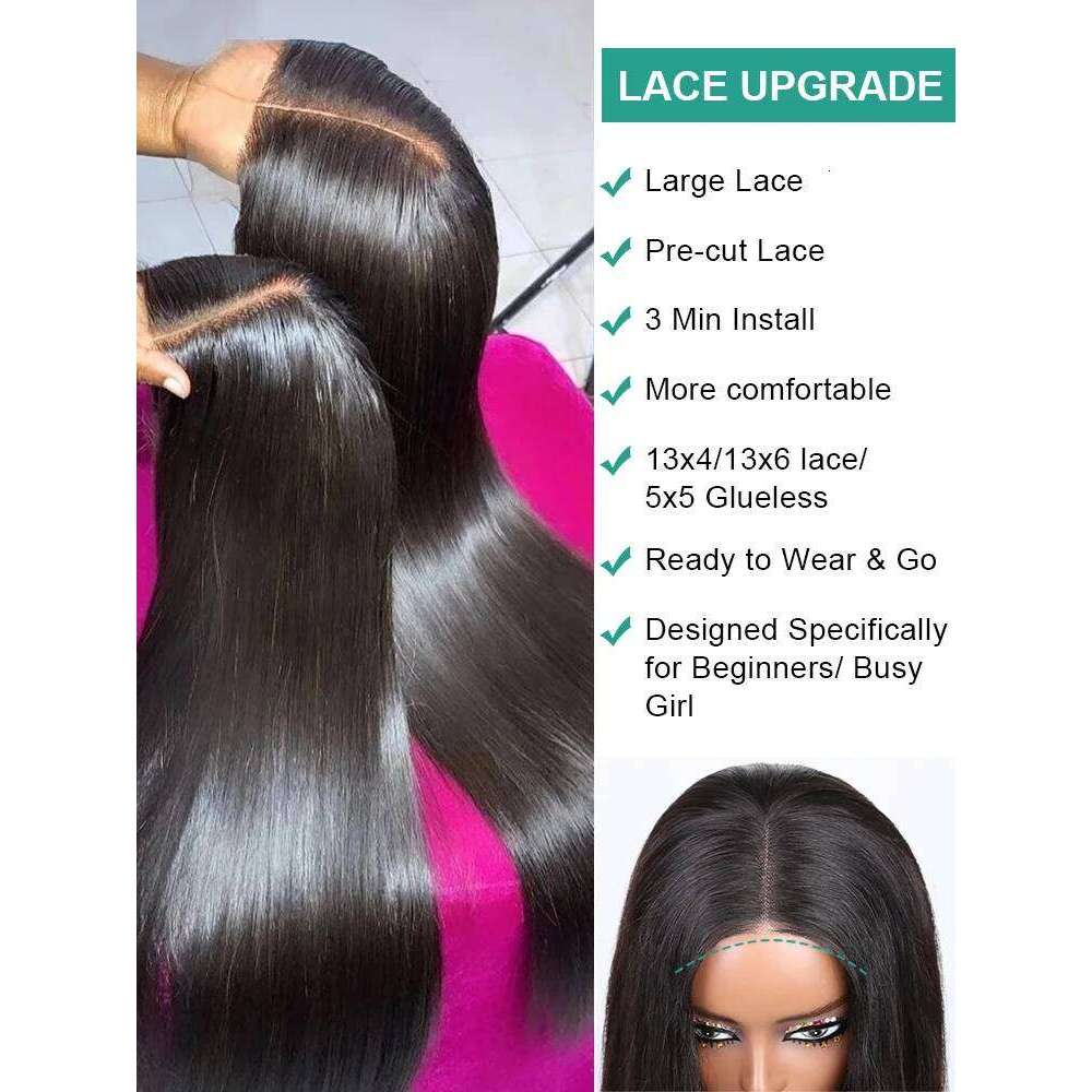 YKB HD Transparent 5x5 Closure Bone Straight 40 44 Inch 13x4 Front Wig 13x6 Lace Frontal Human Hair Wigs For Women