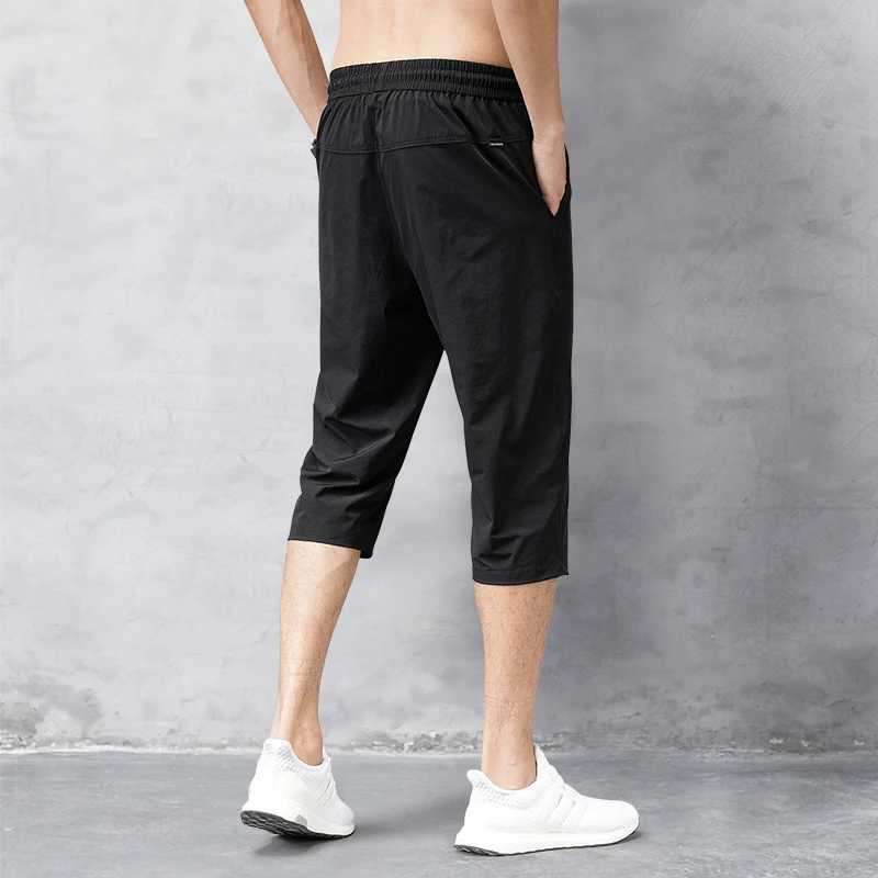 Summer Cropped Trousers for Men Ice-Feel Breathable Stretch Trousers Casual Versatile ShortsXJ250618