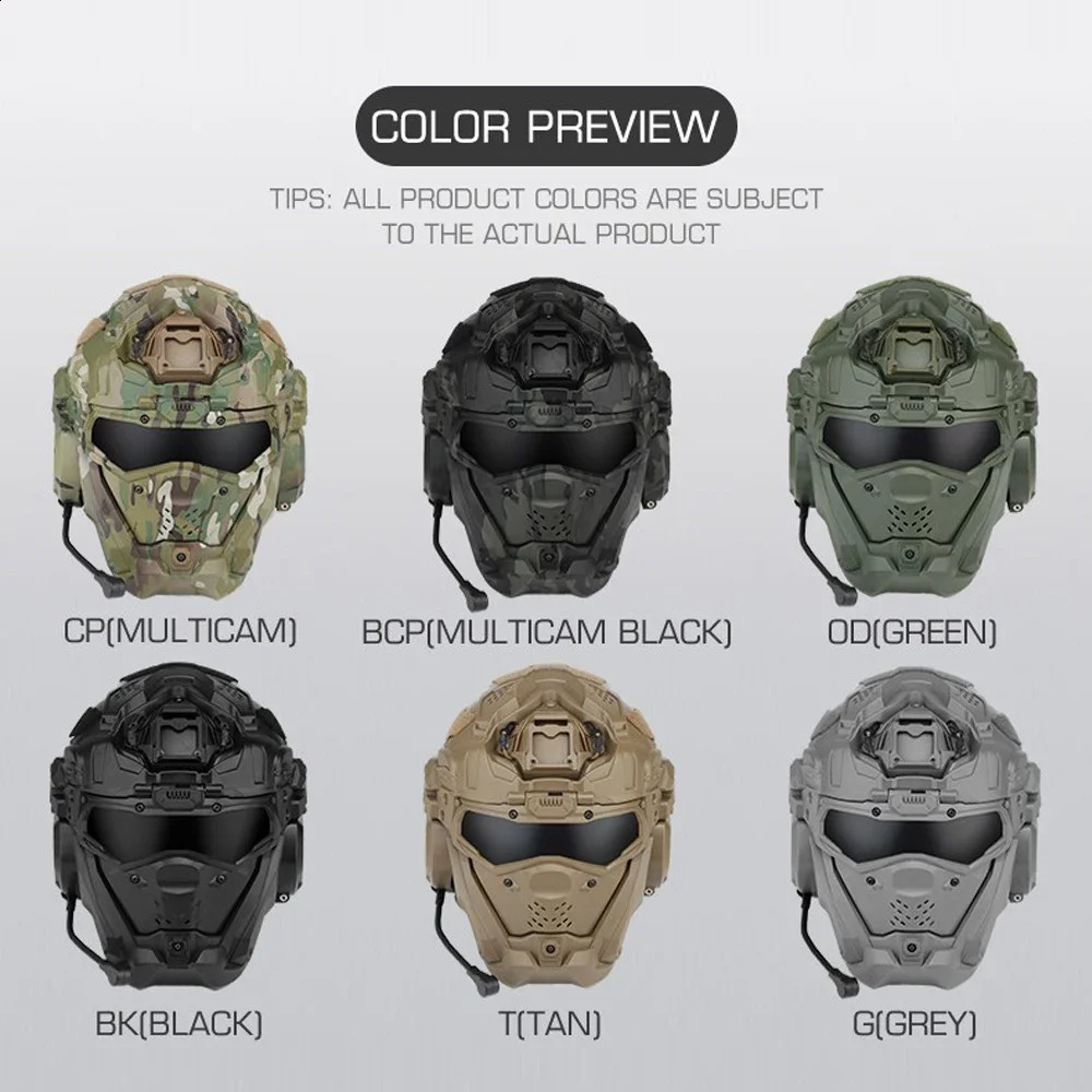 Airsoft Fast Helmet Tactical Militar WRonin Assault II Builtin HeadsetAntifog FanFlip MaskReplacement Lens 250611