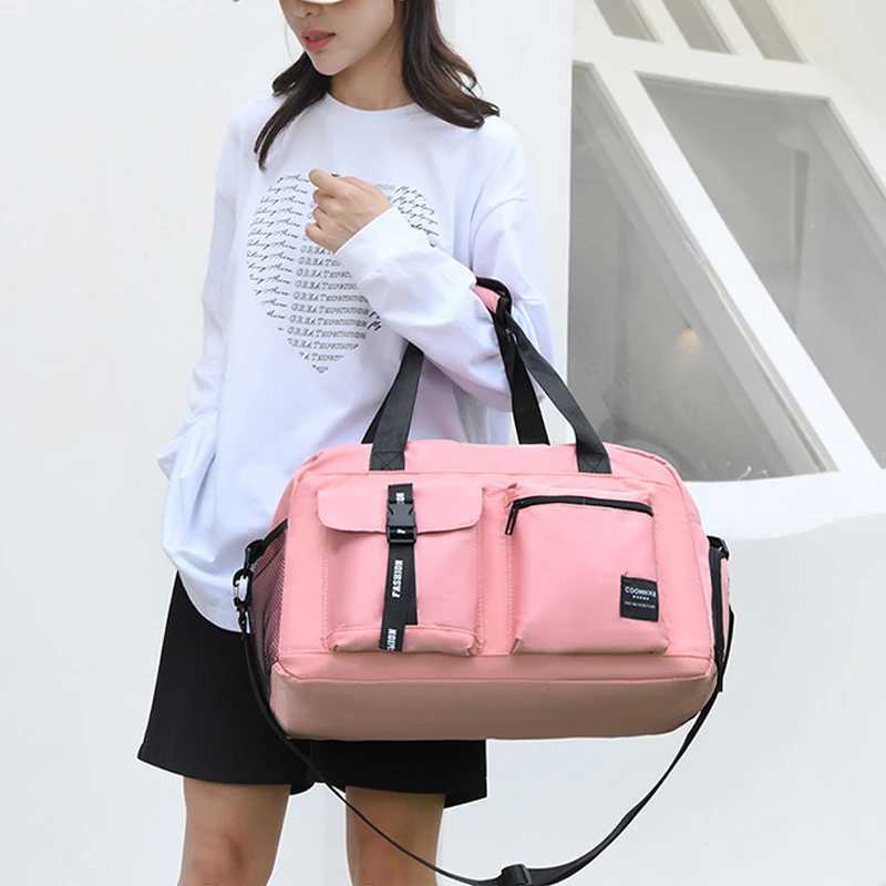 Large Size Womens Travel Handbag MultiFunction Travel Bag Casual Sport Waterproof Female Shoulder Crossbody Weekend Luggage Bag W250618