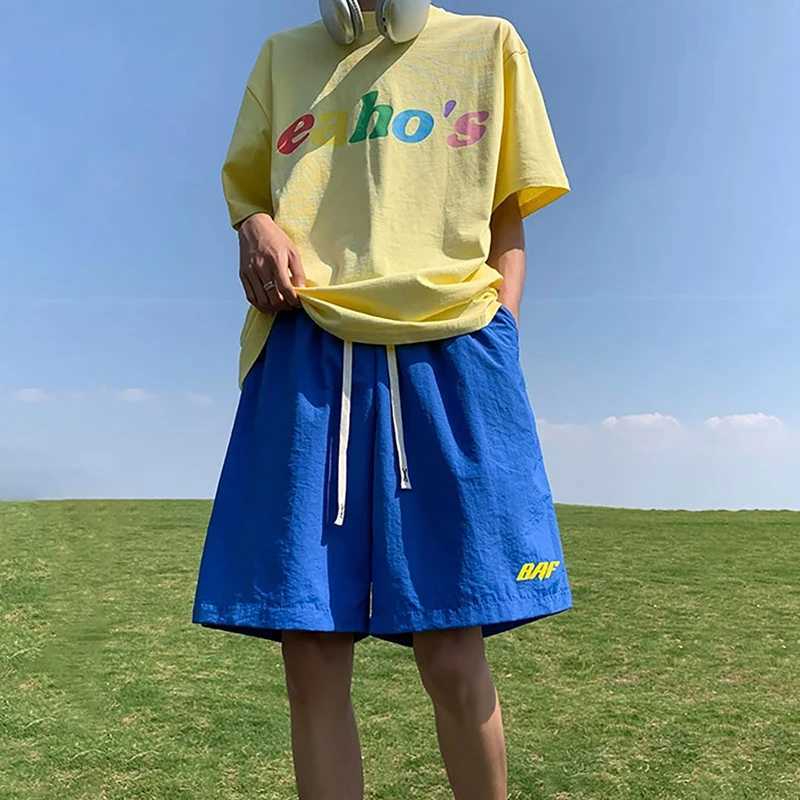 Y2k Mens Shorts Vintage Beach Pants Summer Drawstring Loose Letter Print Quick-Dry Sports Gym Shorts Hip Hop Streetwear XJ250618