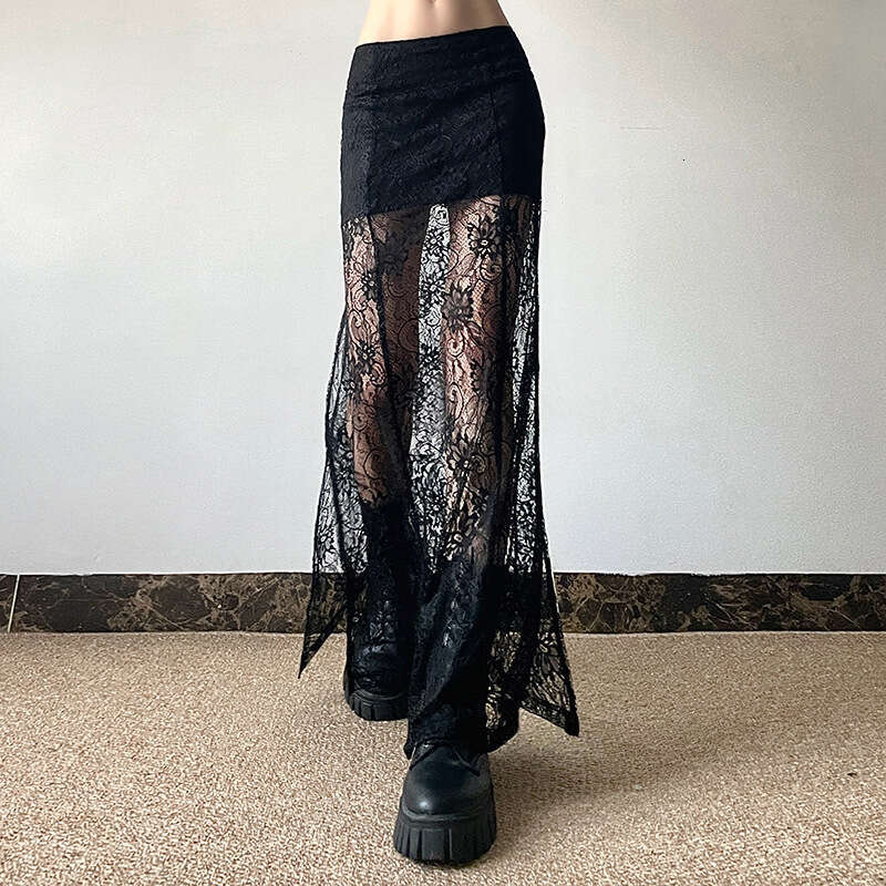 Summer New Women's Solid Color Slim Fit Bodycon Street Fashion High Waist Sheer Mesh Skirt B5