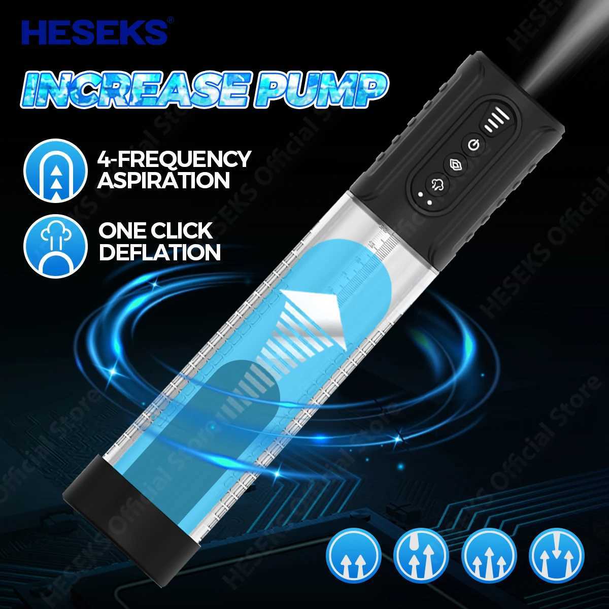 HESEKS Penis Pump Enlargement Extend Electric Vacuum Pump with 4 Automatic Suction Modes for Men Stronger Bigger Sex Toys 18+ W250618