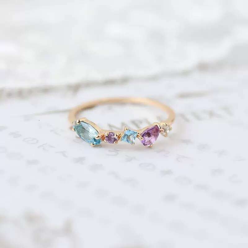 Inlaid Zircon Vintage for Women High-End Luxury Geometric Irregular Open Ring i Style